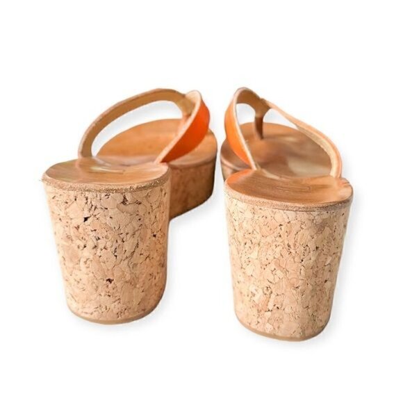 K JACQUES Diorite Wedge Thong Sandals, Orange, Size 38EU - Picture 8 of 13